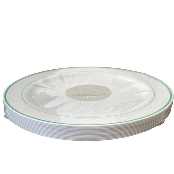 12 Count SHABBY CHIC Summer Green White 10.25" Disposable Dinner Plates NEW - Picture 3 of 11